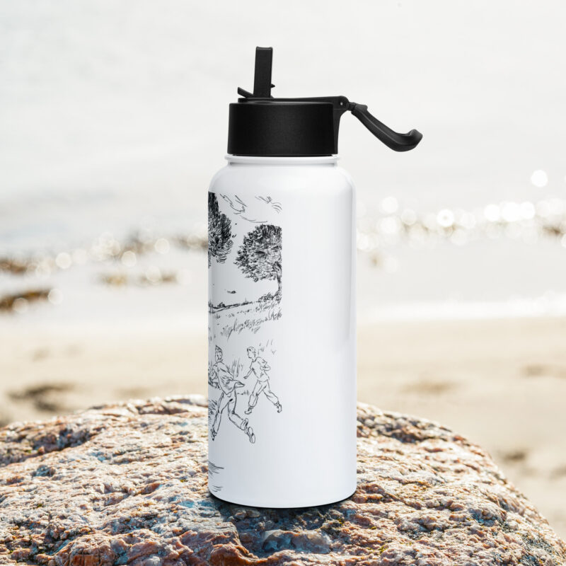 Terry, Gary, and Larry at the Fountain - Stainless steel water bottle with a straw lid - Image 3